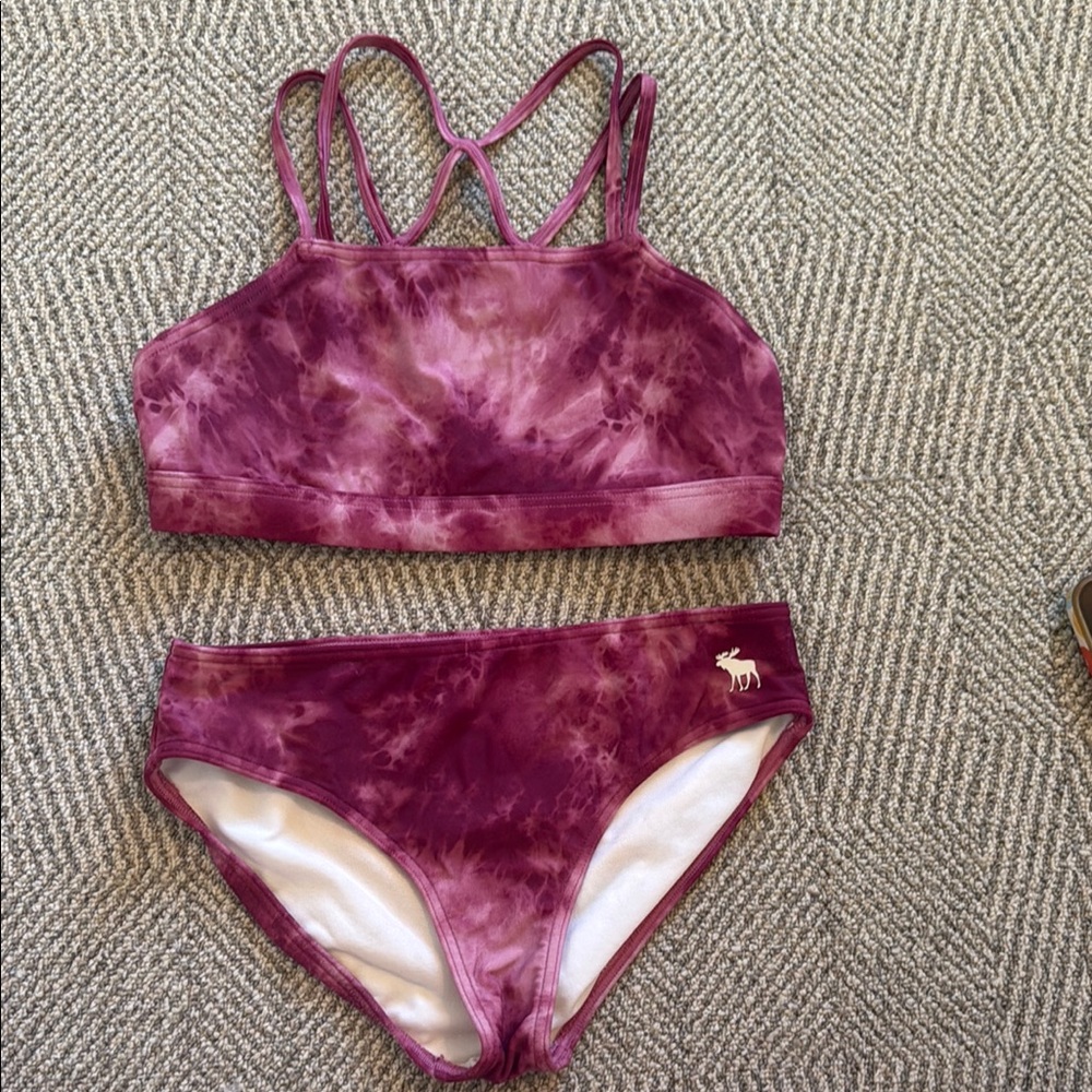 Abercrombie Kids Maroon Tie-Dye Bikini